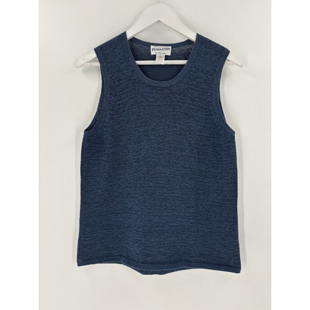 Pendleton Knit Tank Top Womens XL Blue Sleeveless Pullover Cotton Blend Shirt